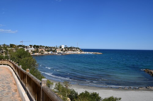 Pool, terraced house, sea view, Orihuela Costa, 4 people, Air-Con, WiFi,Sat-TV