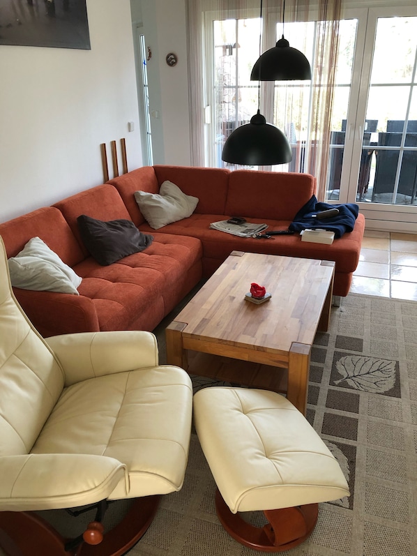 TV, fireplace, DVD player, books