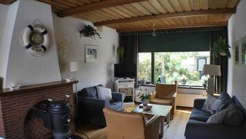 Télévision, lecteur de DVD, livres