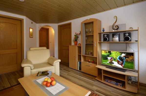 TV, ping pong, books, stereo