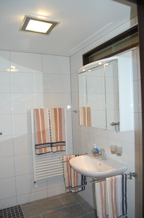 Regadera, secadora de cabello, toallas 