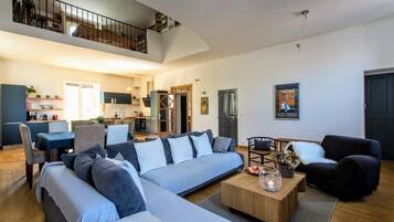 TV, fireplace, video games, DVD player