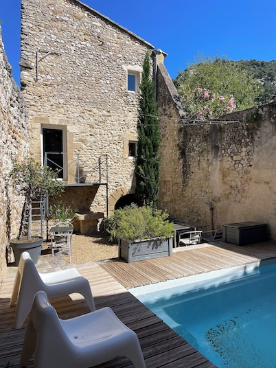 17th-century village house with a private pool, not overlooked, quiet, ideal for families