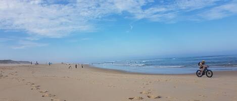 Beach nearby, sun loungers
