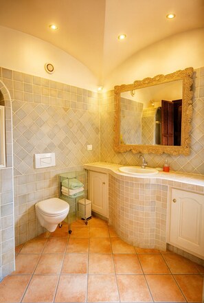 Bañera, secador de pelo, toallas