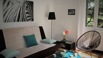 Télévision, table de tennis de table, livres