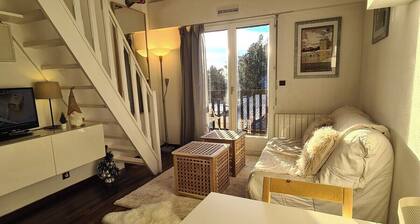 50m télécabines idéal T1+mezz 4/5p, vue, terrasse