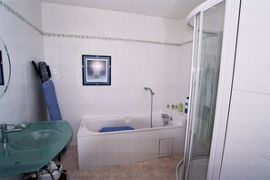 Bathtub, hair dryer