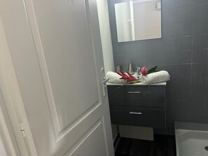 Sèche-cheveux, serviettes fournies