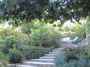 Property grounds - Stone house with private pool, quiet, ideal for families to visit. (Valvignères)