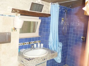 Ducha, secador de pelo y papel higiénico
