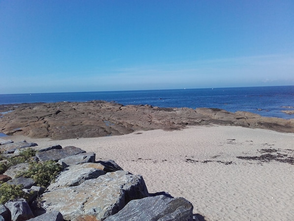 à 30m l'ocean avec la plage et les rochers pour la pèche à pieds