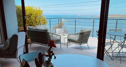 Waterfront house with large terrace on the port of Aber Wrach 4 pers