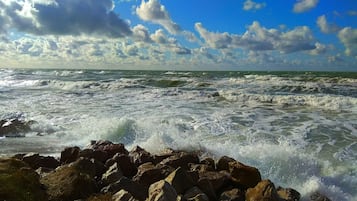 Plage à proximité, chaises longues