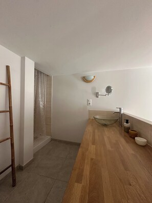 Shower, toilet paper - air-conditioned and renovated medieval village house - free wifi  (Largentière)