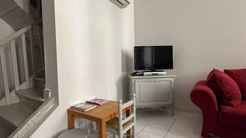 TV, DVD player, books