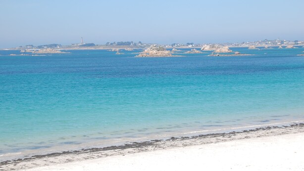 On the beach, sun loungers