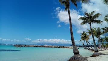 Chaises longues, serviettes de plage