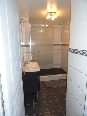 Shower, hair dryer, toilet paper