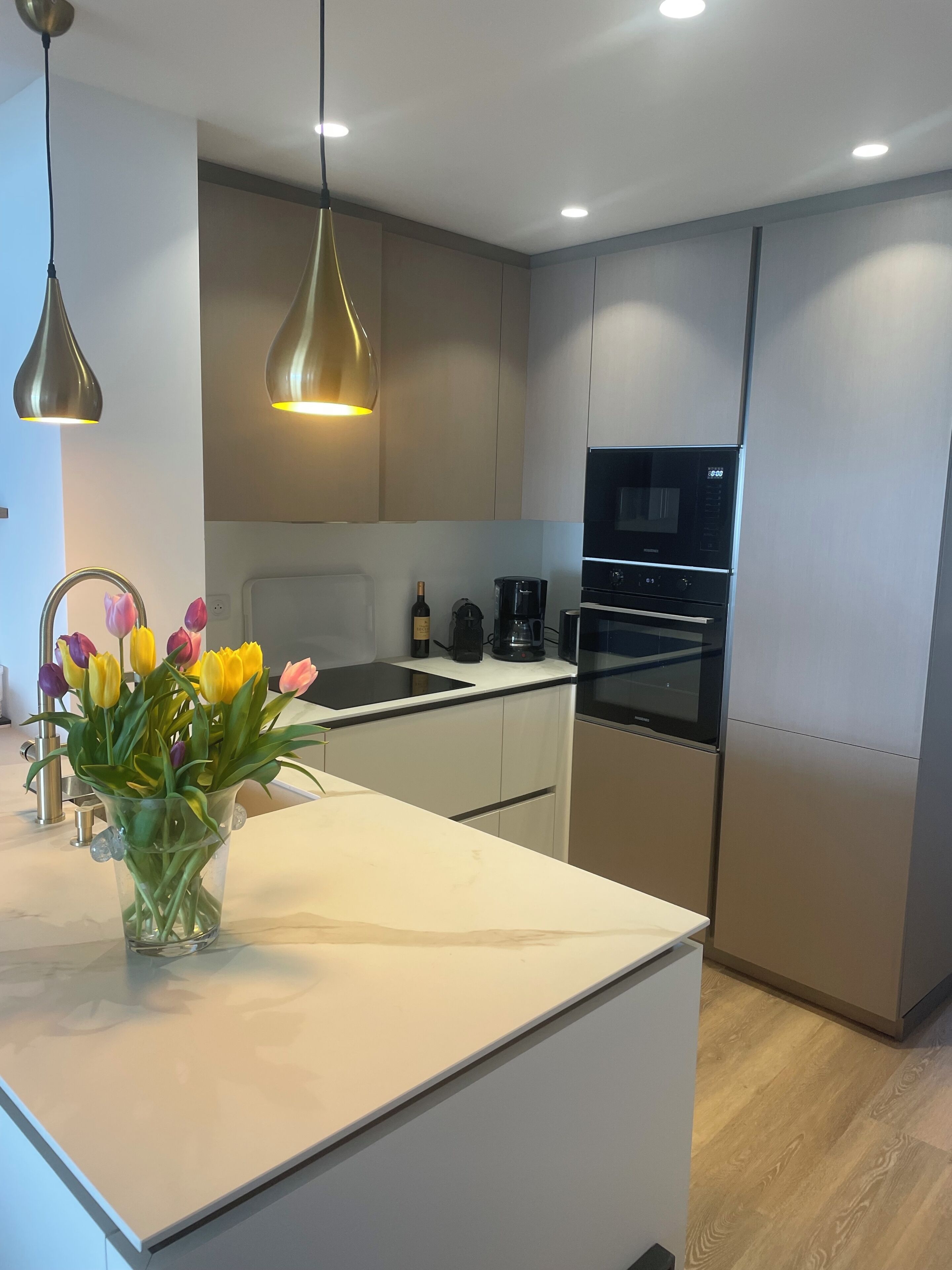 Refrigerador, microondas, horno, placa de cocina