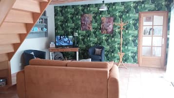 TV, DVD player, books
