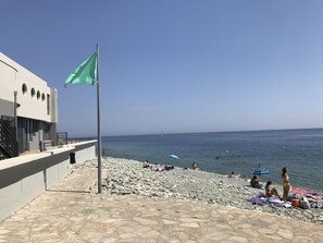Beach nearby, sun-loungers