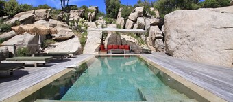 Magnificent luxury villa with mirror pool.