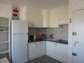 Réfrigérateur, micro-ondes, plaque de cuisson, cafetière/bouilloire