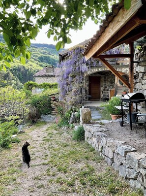 Outdoor dining - Cottage for 9/15 people - Terrace of the Boutisse (Saint-Jean-Roure)