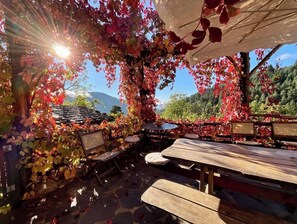Outdoor dining - Cottage for 9/15 people - Terrace of the Boutisse (Saint-Jean-Roure)