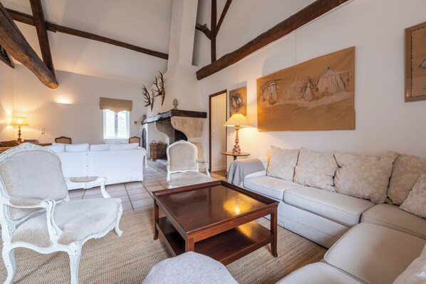 TV, fireplace, DVD player, books