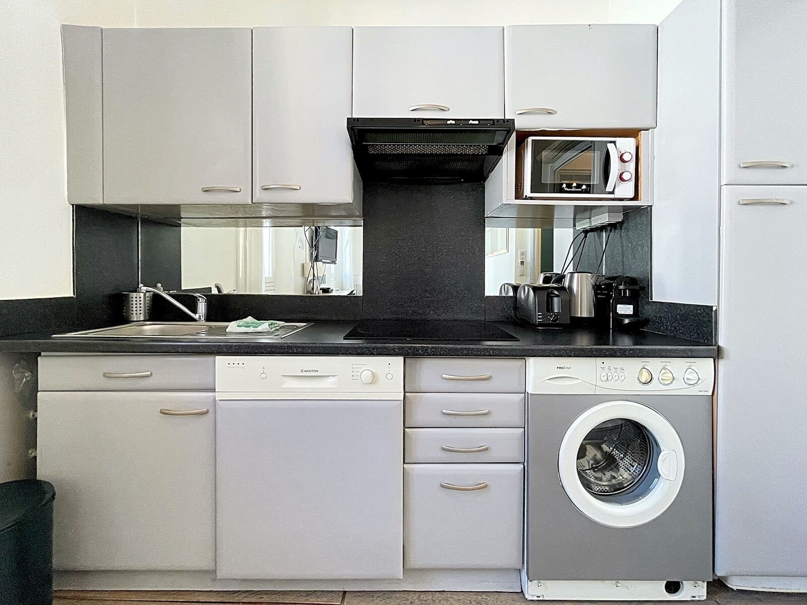 Fridge, microwave, coffee/tea maker