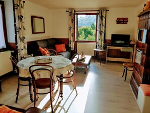 Televisio, DVD-soitin, pöytäjalkapallopöytä, pöytätennispöytä