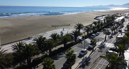 Canet plage beau T2 waterfront, Breathtaking sea view, Private Parking Wifi