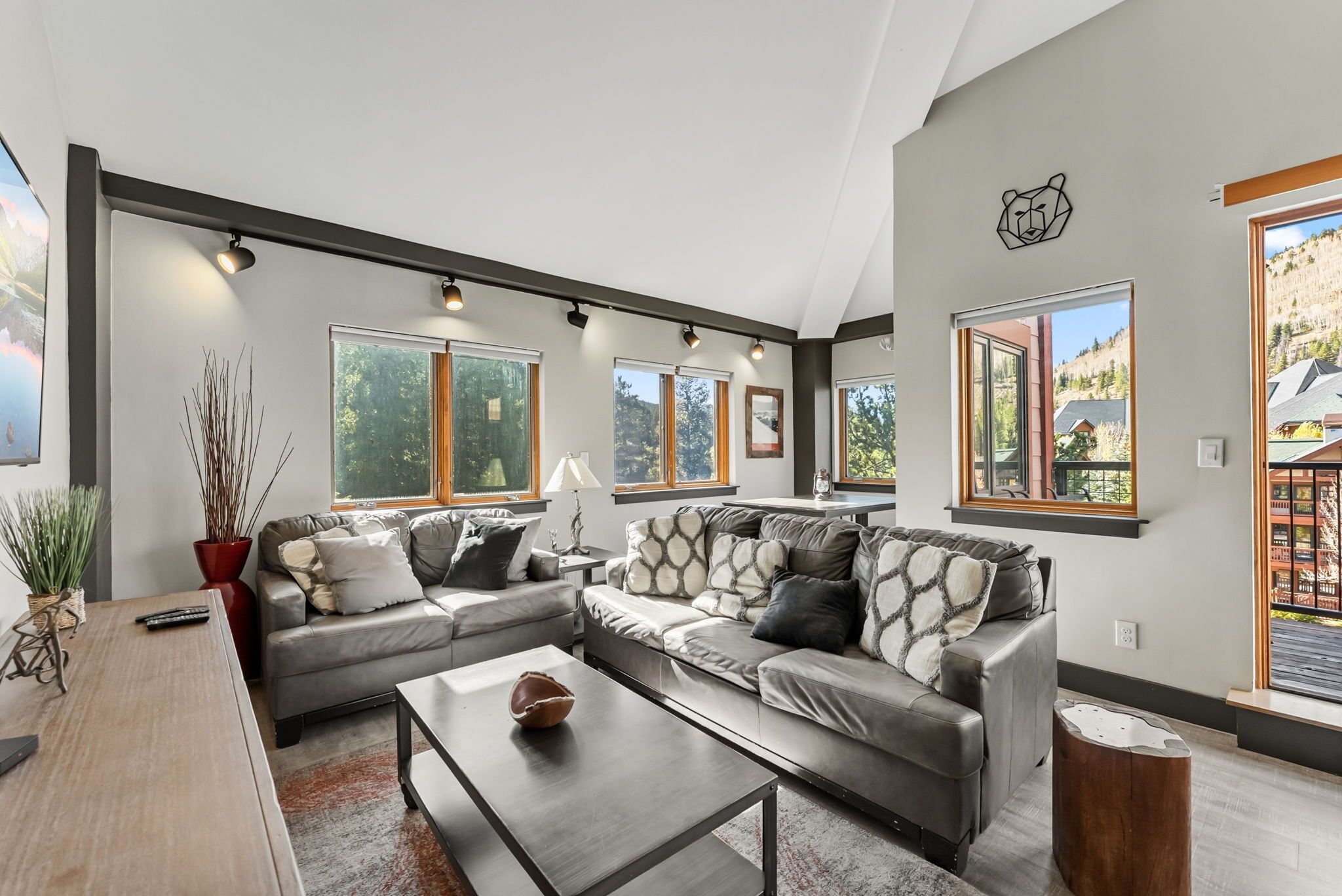 Smart TV, chimenea, reproductor de DVD y libros 