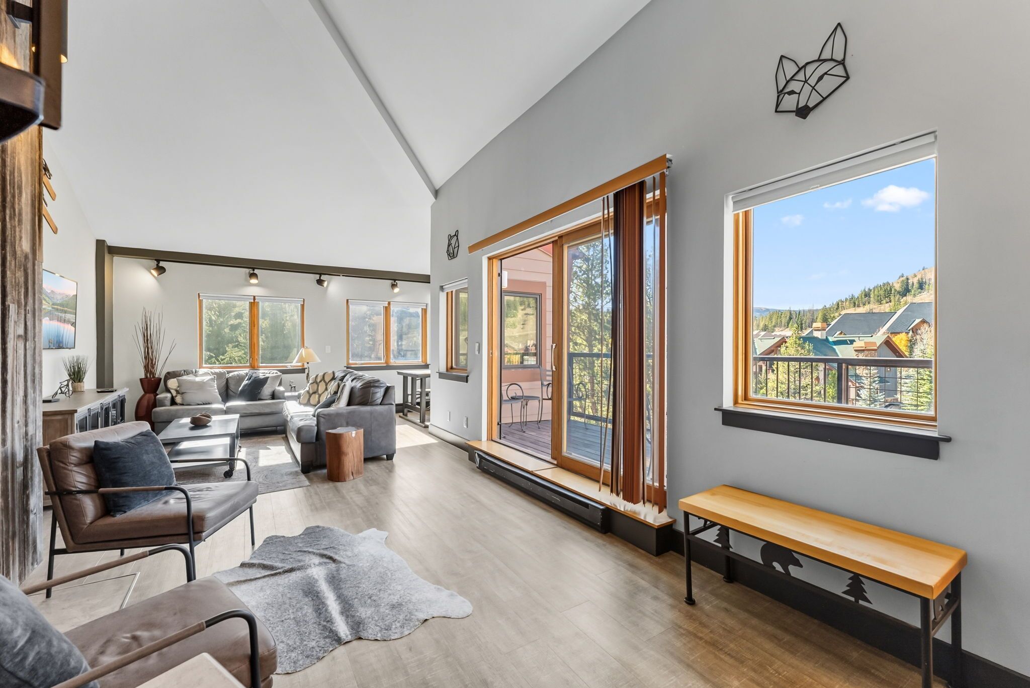 Smart-TV, peis, DVD-spiller og bøker