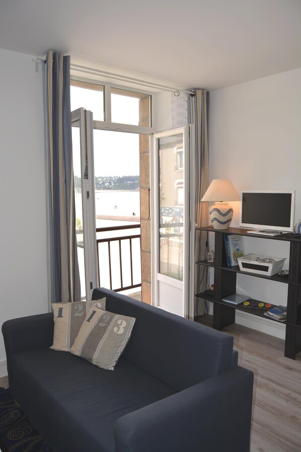 Fernseher, DVD-Player, Bücher, Musikbibliothek