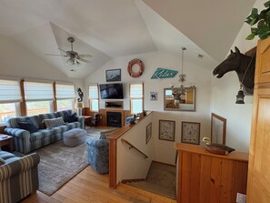 Smart TV, DVD player, books, video library