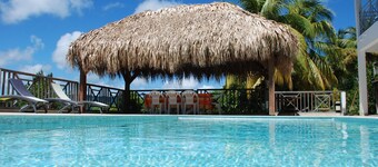 76m2 apartment on one level, large infinity pool, sea view, garden