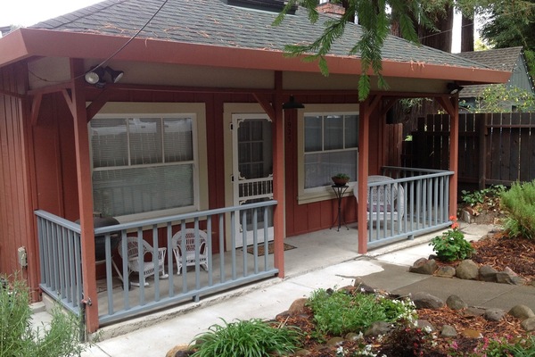 Front of Cottage. Covered Porch.