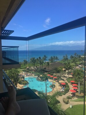 Outdoor pool - Ocean View Upgraded Top Fl HOKU711 Shaded Lanai see condo comparison chart  (Lahaina)