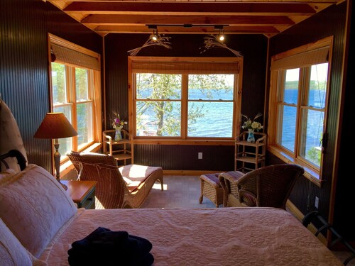 Sandy Beach Lakefront Near Crystal Mountain with Kayaks and Pedal Boat