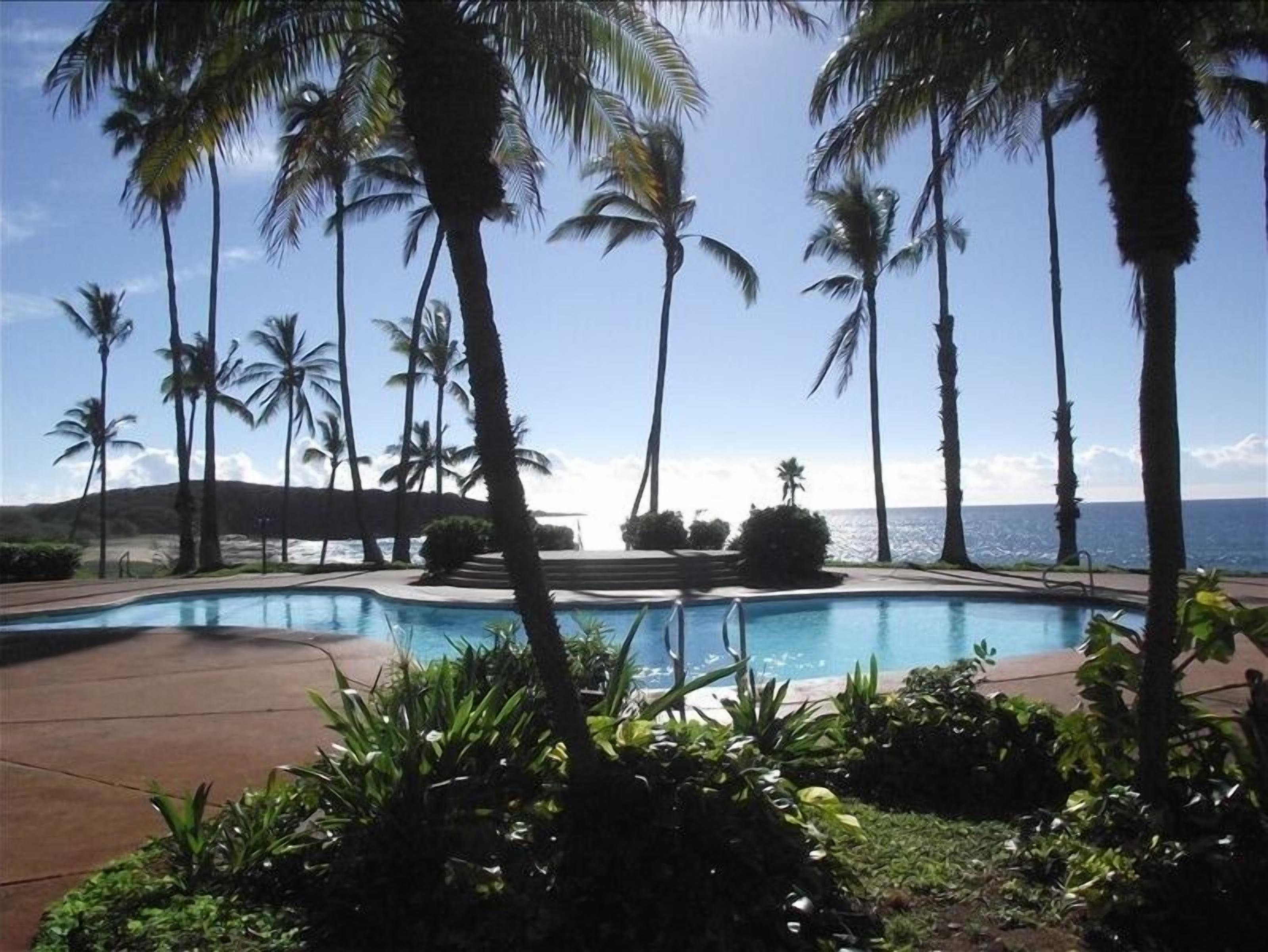 Swim in the pool overlooking the beach and the ocean.