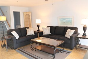 Flat-screen TV, DVD player