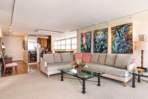 Smart TV, DVD player, books, music library