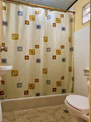 Shower, slippers, towels