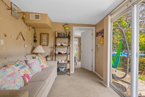 Smart TV, DVD player, books, video library