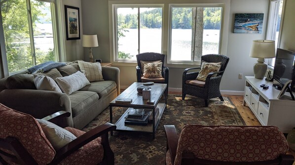 Televisión, chimenea y reproductor de DVD 