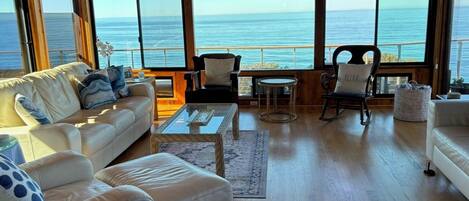 Smart TV, fireplace, DVD player, music library