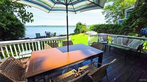 Outdoor dining - Level Beach, Dock, Central Air, New Kitchen, Fantastic Views, Rowboat & Kayaks! (Auburn)